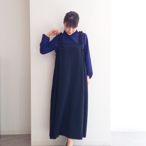 【Aqua】肩シャーリングジャンパースカート【5137790】