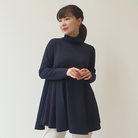 【Aqua】ウールリブネックAラインチュニックプルオーバー【1137791】