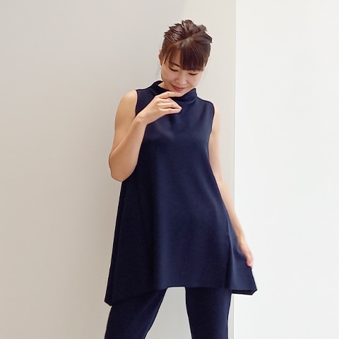 【Aqua】ハイネック・チュニックベスト 【3222701】