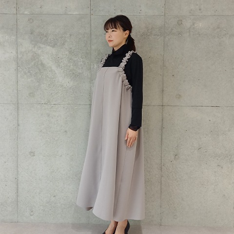 【Aqua】肩シャーリングジャンパースカート【5137790】