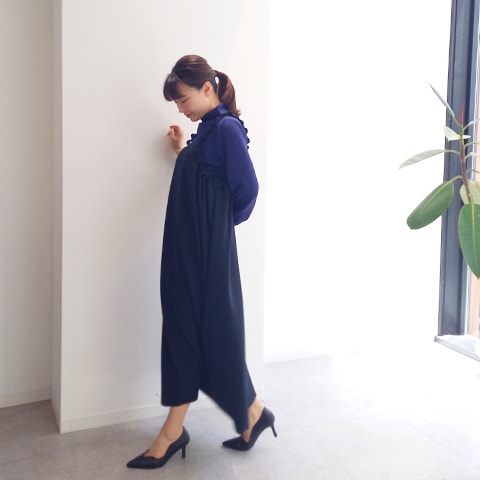 【Aqua】肩シャーリングジャンパースカート【5137790】