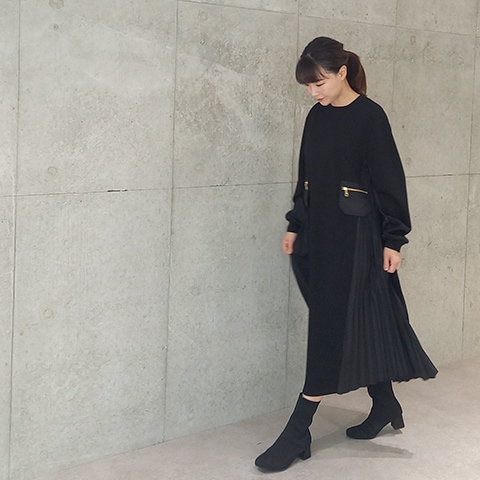 サイトプリーツロングスリーブワンピース【5137301】 | ワンピース