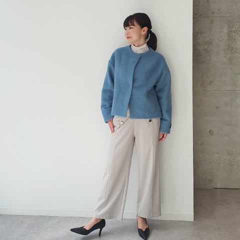 【Mac&Coo】ノーカラーショートウールジャケット【8437790】
