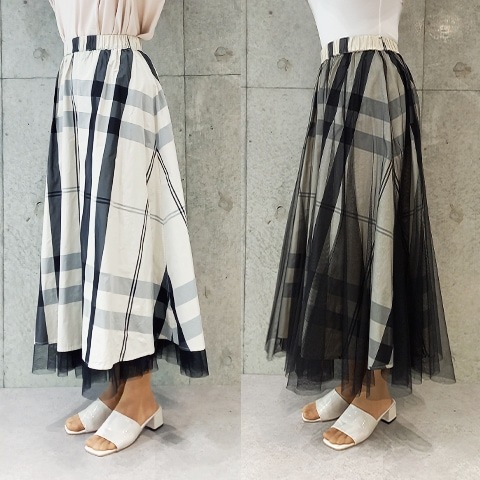 Blue Bee タフタ×ジョーゼットリバーシブルスカート【7235302】
