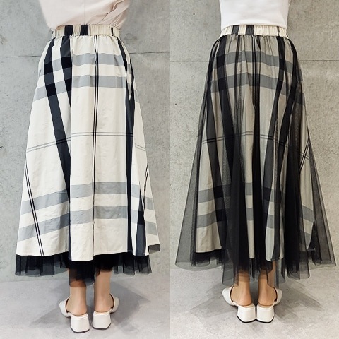 Blue Bee タフタ×ジョーゼットリバーシブルスカート【7235302】