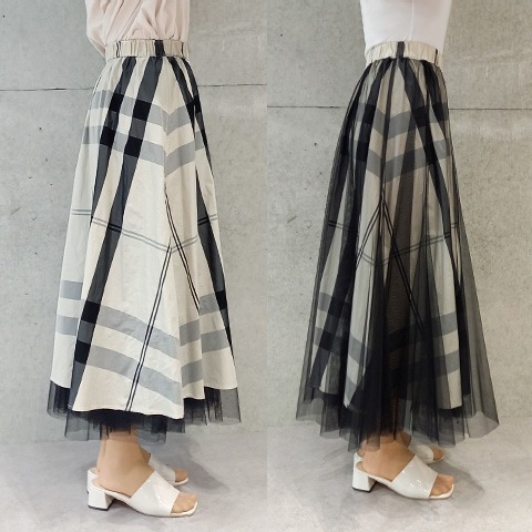 Blue Bee タフタ×ジョーゼットリバーシブルスカート【7235302】