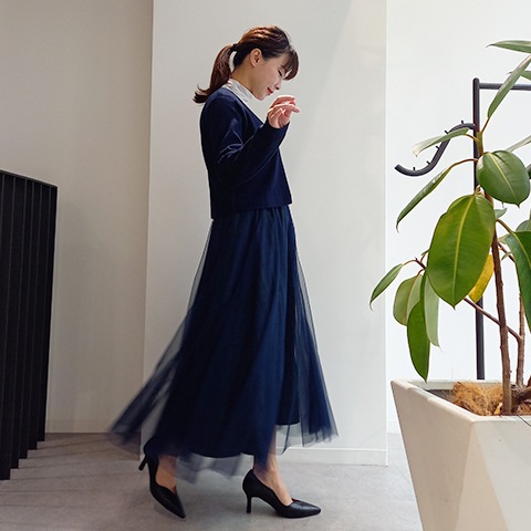 Blue Bee タフタ×ジョーゼットリバーシブルスカート【7235302】