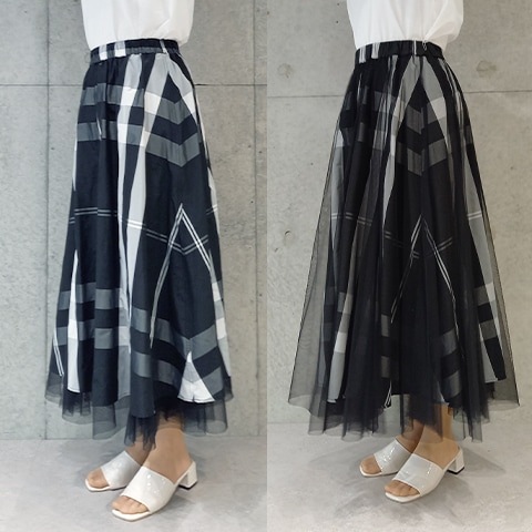Blue Bee タフタ×ジョーゼットリバーシブルスカート【7235302】