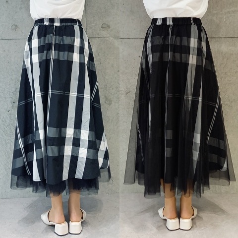 Blue Bee タフタ×ジョーゼットリバーシブルスカート【7235302】