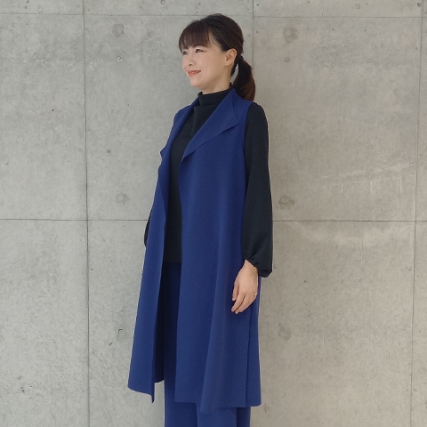 La mer ラメール　ベルベットロングリボンタイ　ラージサイズ RAISED C/W TWILL PEALED CHECK PT W FRONT LONG COAT(XS Red