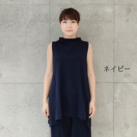 【Aqua】ハイネック・チュニックベスト 【3222701】