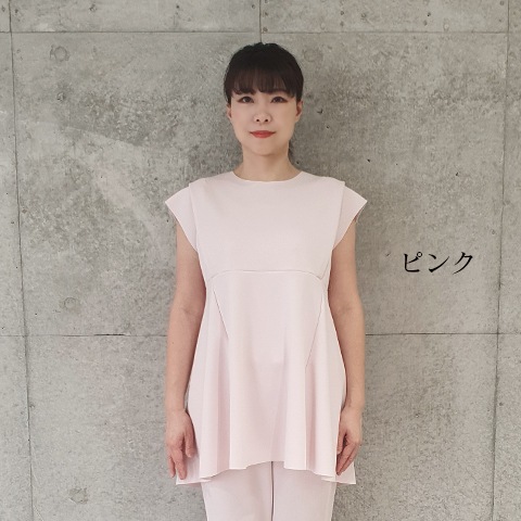 【Aqua】フレンチスリーブ・デザインチュニック 【1438790】