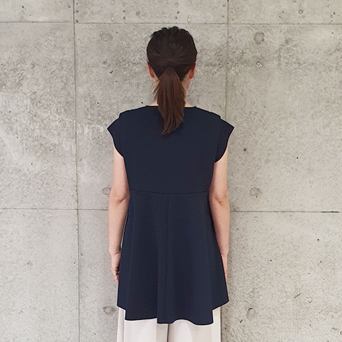 【Aqua】フレンチスリーブ・デザインチュニック 【1438790】