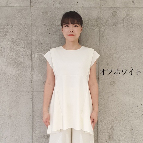 【Aqua】フレンチスリーブ・デザインチュニック 【1438790】