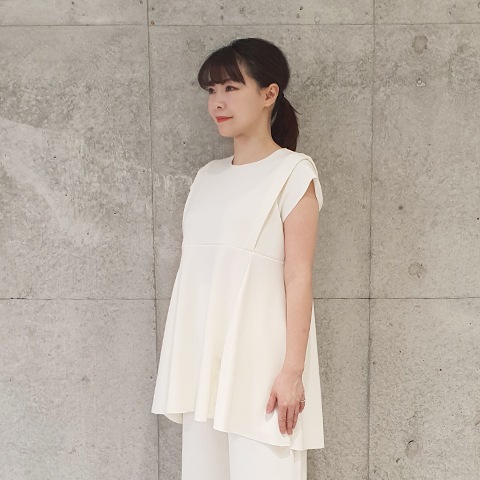 【Aqua】フレンチスリーブ・デザインチュニック 【1438790】