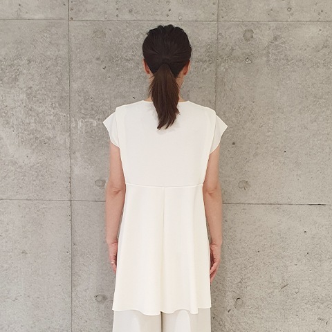 【Aqua】フレンチスリーブ・デザインチュニック 【1438790】