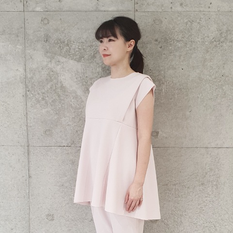 【Aqua】フレンチスリーブ・デザインチュニック 【1438790】