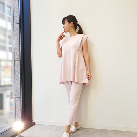 【Aqua】フレンチスリーブ・デザインチュニック 【1438790】