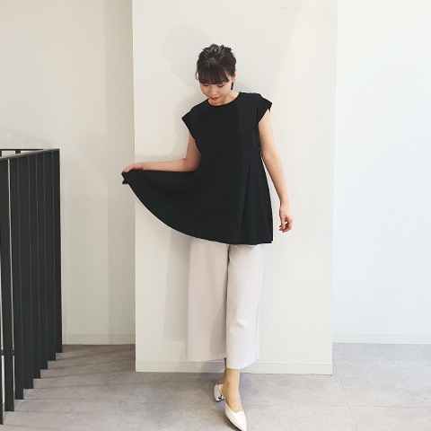 【Aqua】フレンチスリーブ・デザインチュニック 【1438790】