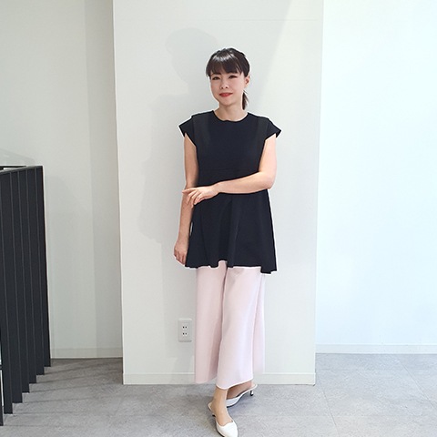 【Aqua】フレンチスリーブ・デザインチュニック 【1438790】