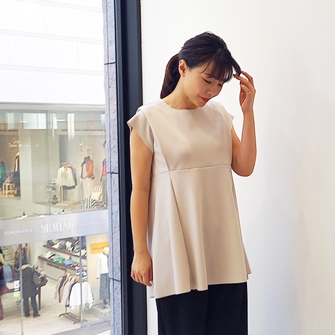 【Aqua】フレンチスリーブ・デザインチュニック 【1438790】