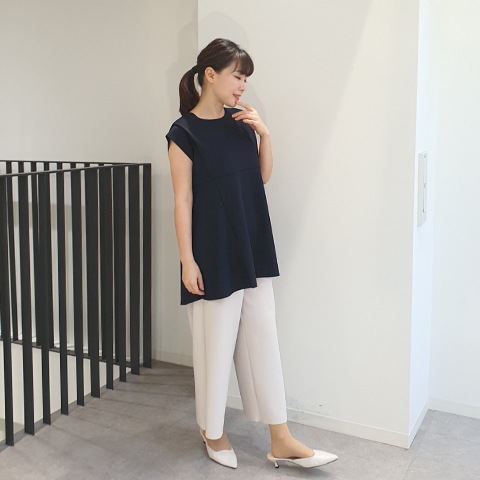 【Aqua】フレンチスリーブ・デザインチュニック 【1438790】