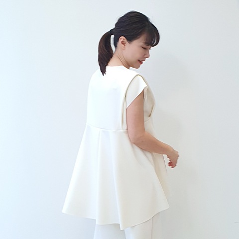 【Aqua】フレンチスリーブ・デザインチュニック 【1438790】