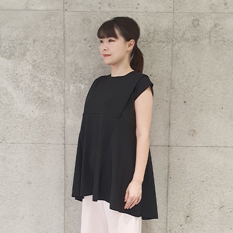 【Aqua】フレンチスリーブ・デザインチュニック 【1438790】