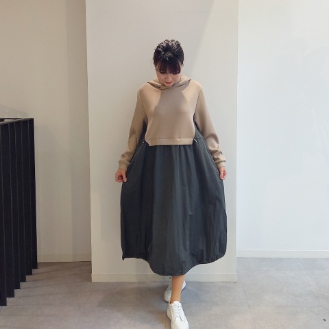 配色ドッキング・ボリュームワンピース【31730】