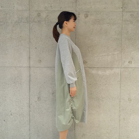 配色ドッキング・ミリタリーワンピース【75767】