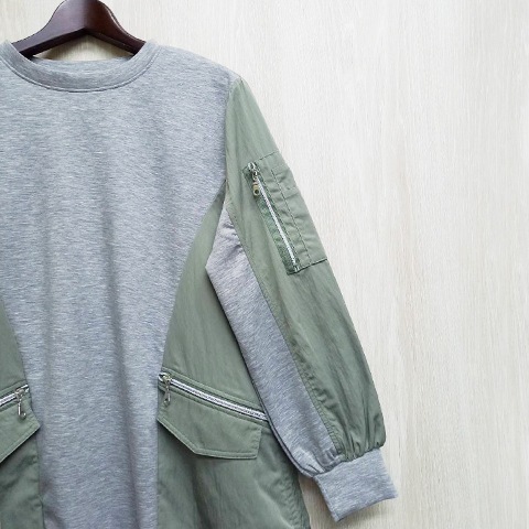 配色ドッキング・ミリタリーワンピース【75767】