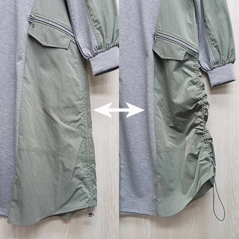 配色ドッキング・ミリタリーワンピース【75767】