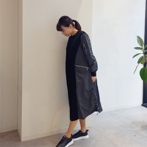 配色ドッキング・ミリタリーワンピース【75767】