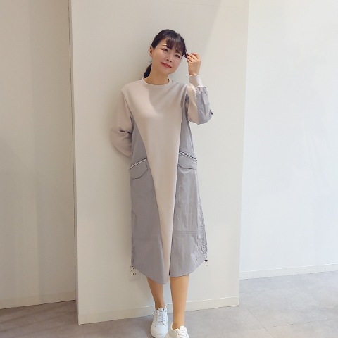 配色ドッキング・ミリタリーワンピース【75767】