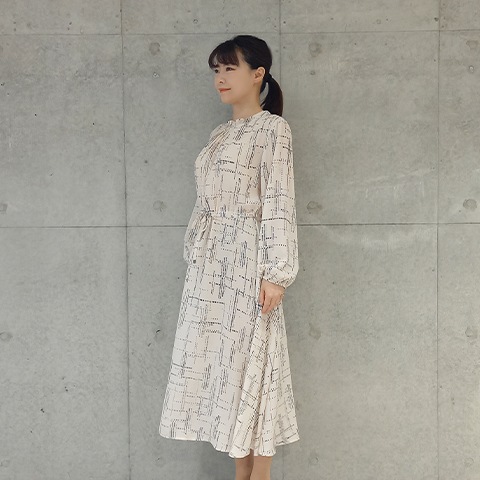 幾何学プリント・エレガントワンピース【75781】