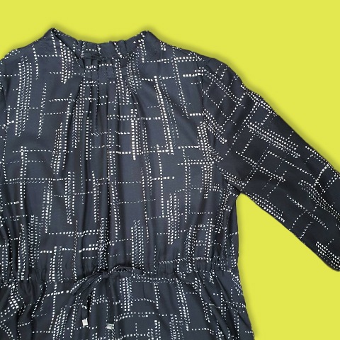 幾何学プリント・エレガントワンピース【75781】