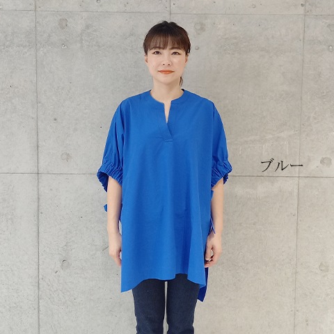 Summer コットン100タイプライタースキッパー衿ブラウス 【0334790-38】