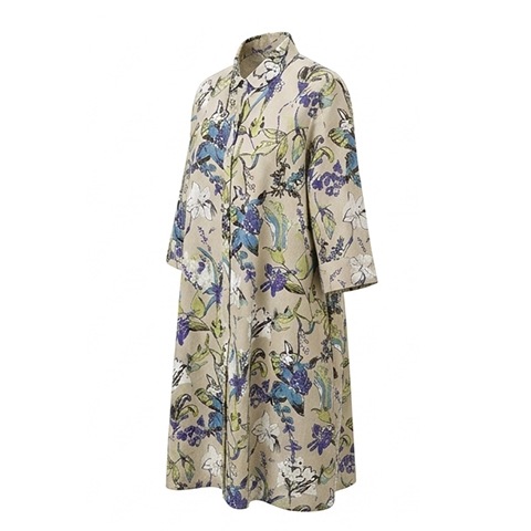半袖前開きマキシ丈ワンピース【5138772 LINEN ベージュ 】