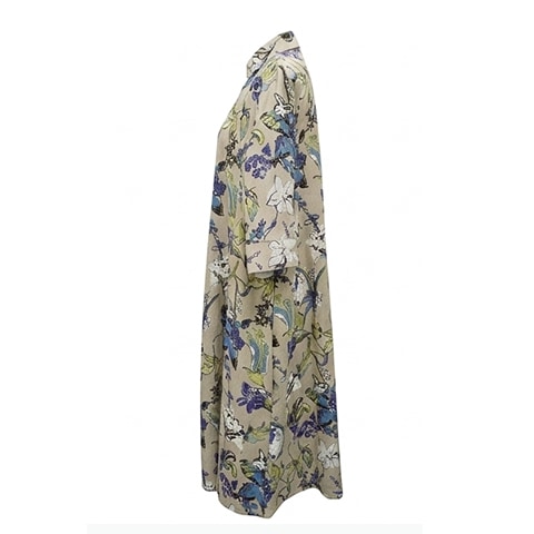 半袖前開きマキシ丈ワンピース【5138772 LINEN ベージュ 】