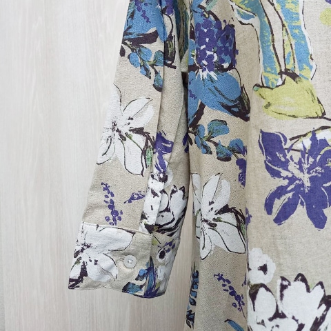 半袖前開きマキシ丈ワンピース【5138772 LINEN ベージュ 】