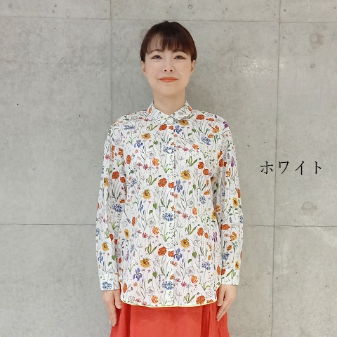 【Liberty】裾グログランオープンフロントシャツ 【0136790】