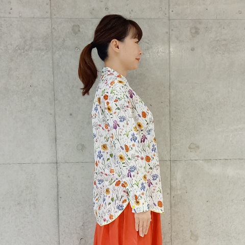 【Liberty】裾グログランオープンフロントシャツ 【0136790】