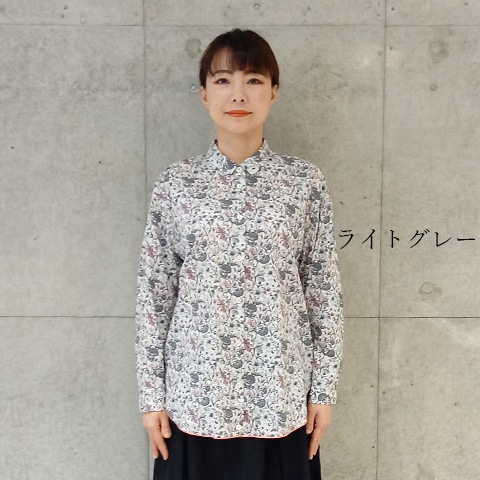 【Liberty】裾グログランオープンフロントシャツ 【0136790】