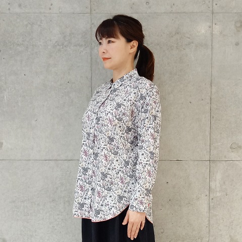 【Liberty】裾グログランオープンフロントシャツ 【0136790】