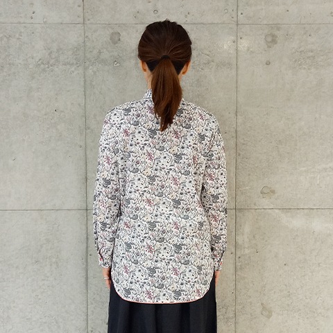 【Liberty】裾グログランオープンフロントシャツ 【0136790】