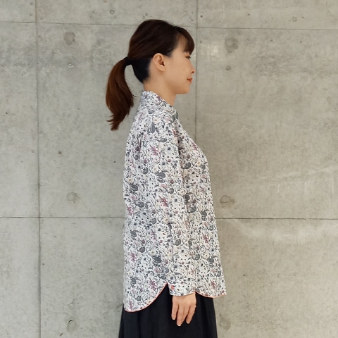 【Liberty】裾グログランオープンフロントシャツ 【0136790】