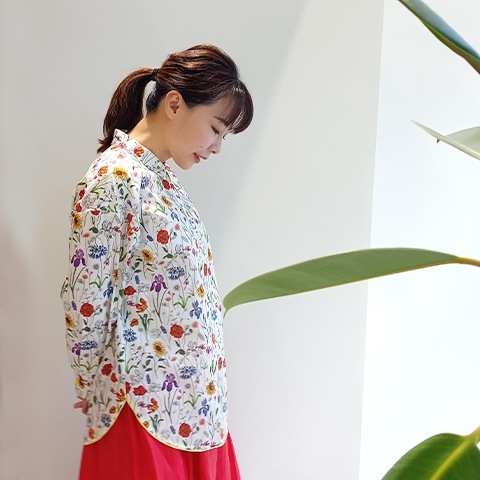 【Liberty】裾グログランオープンフロントシャツ 【0136790】