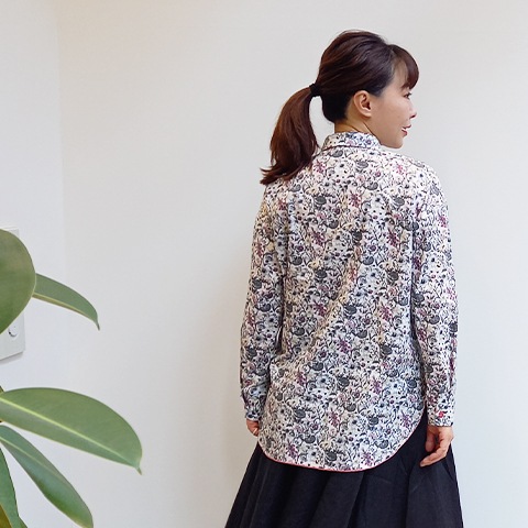 【Liberty】裾グログランオープンフロントシャツ 【0136790】