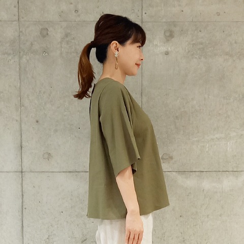 Summerストレッチリネンフレアスリーブブラウス 【0230793】