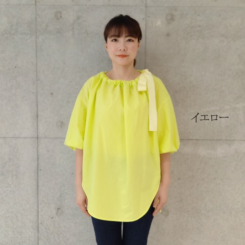 Summer コットン100タイプライターリボンブラウス 【0336790】